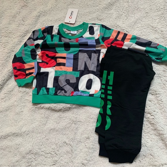 Patpat 2-piece Toddler Boy Letter Print Pullover Sweatshirt and Pants Casual Set - Picture 6 of 14
